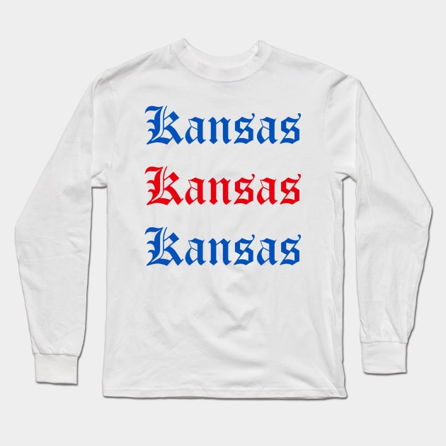 Kansas Medieval Gothic Font Long Sleeve T-Shirt by sydneyurban